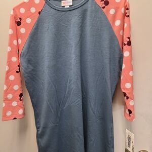 LuLaRoe Women Randy Long Sleeve Tee - Blue and Pink